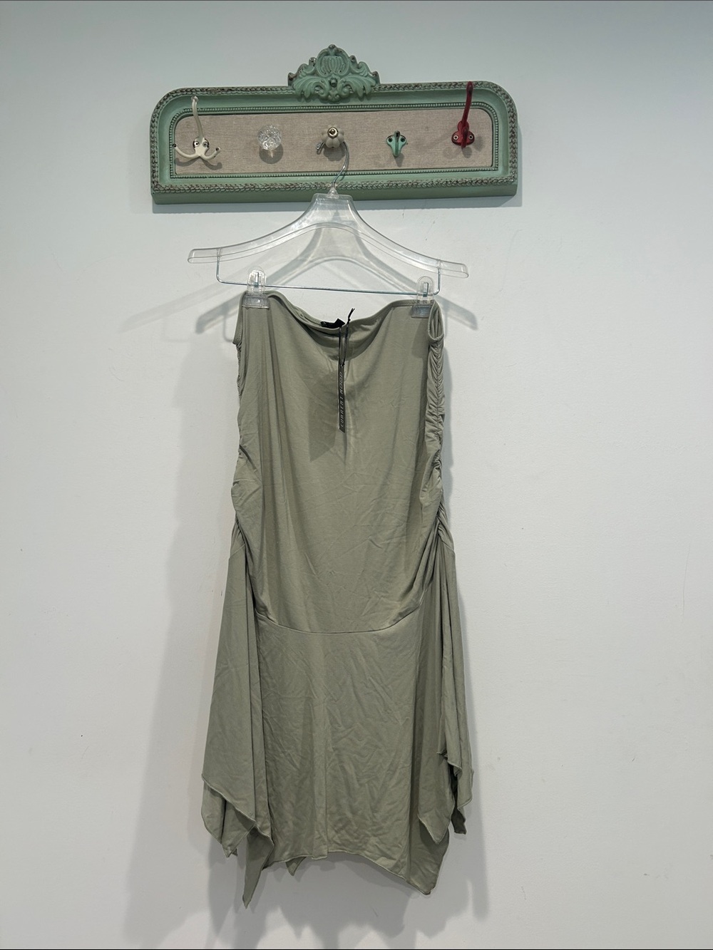 Dolls Kill muted sage Green strapless rouched Mini Dress plus size xxl women’s